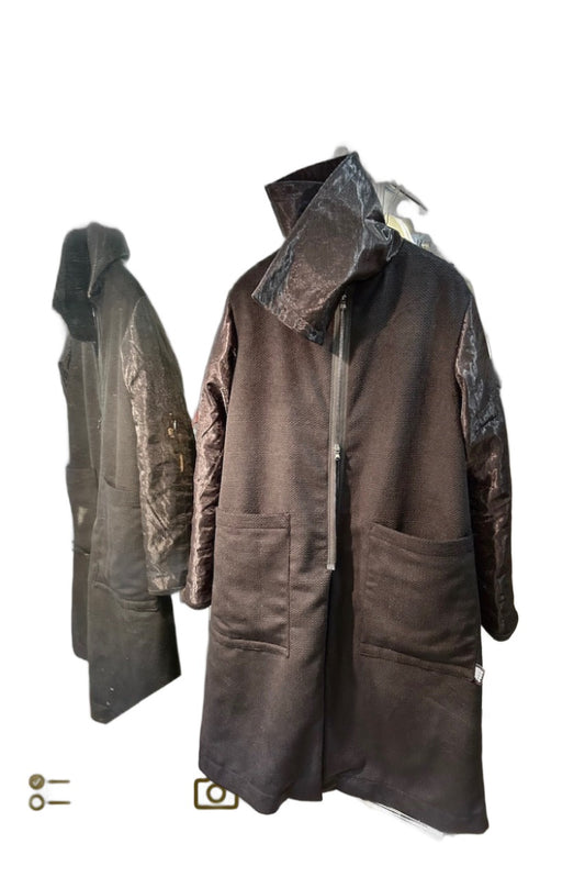 'The Detroit' Black Wool Cashmere Winter Coat