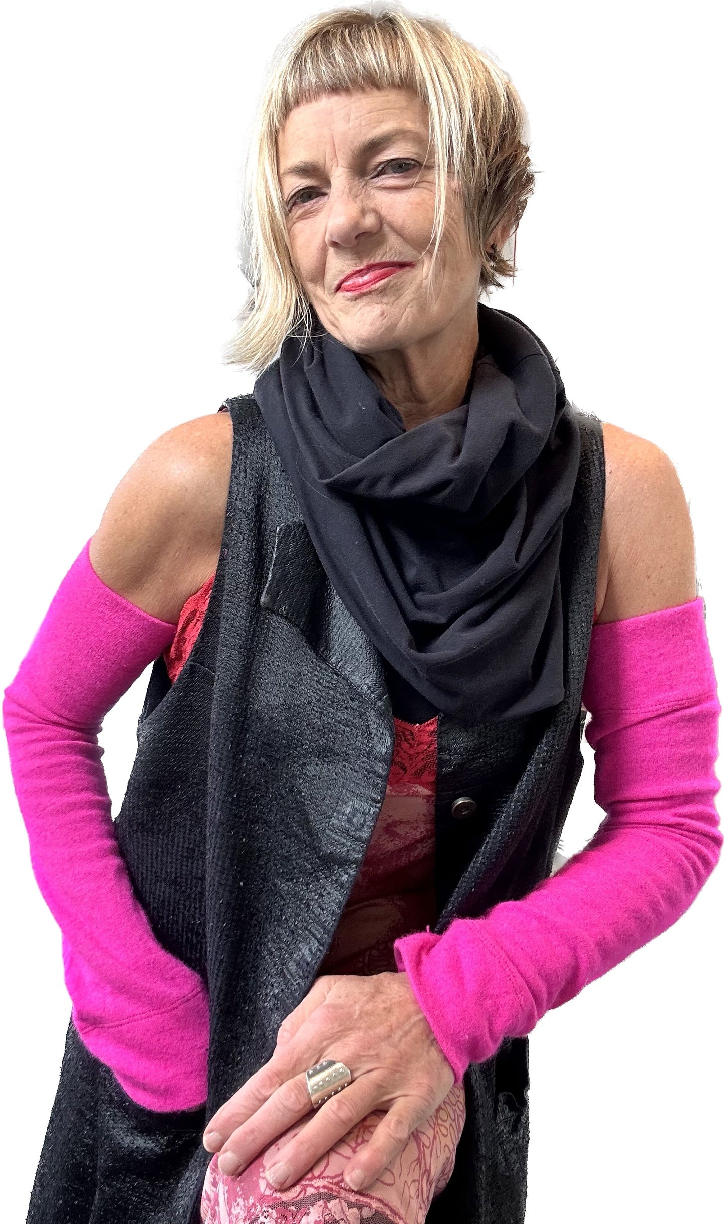 'A+ Toaster' Neck Warmer Scarf | Black Organic Cotton/Lycra