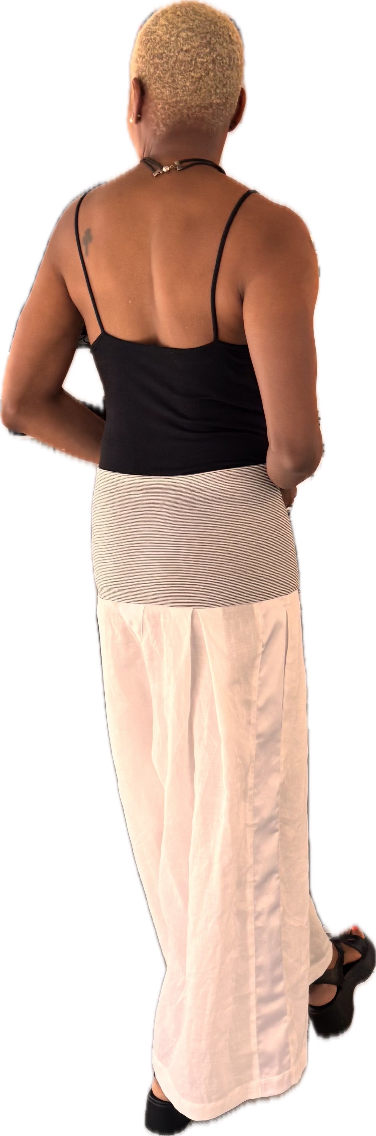 Sway Theory trousers - organic eggshell ramie + satin