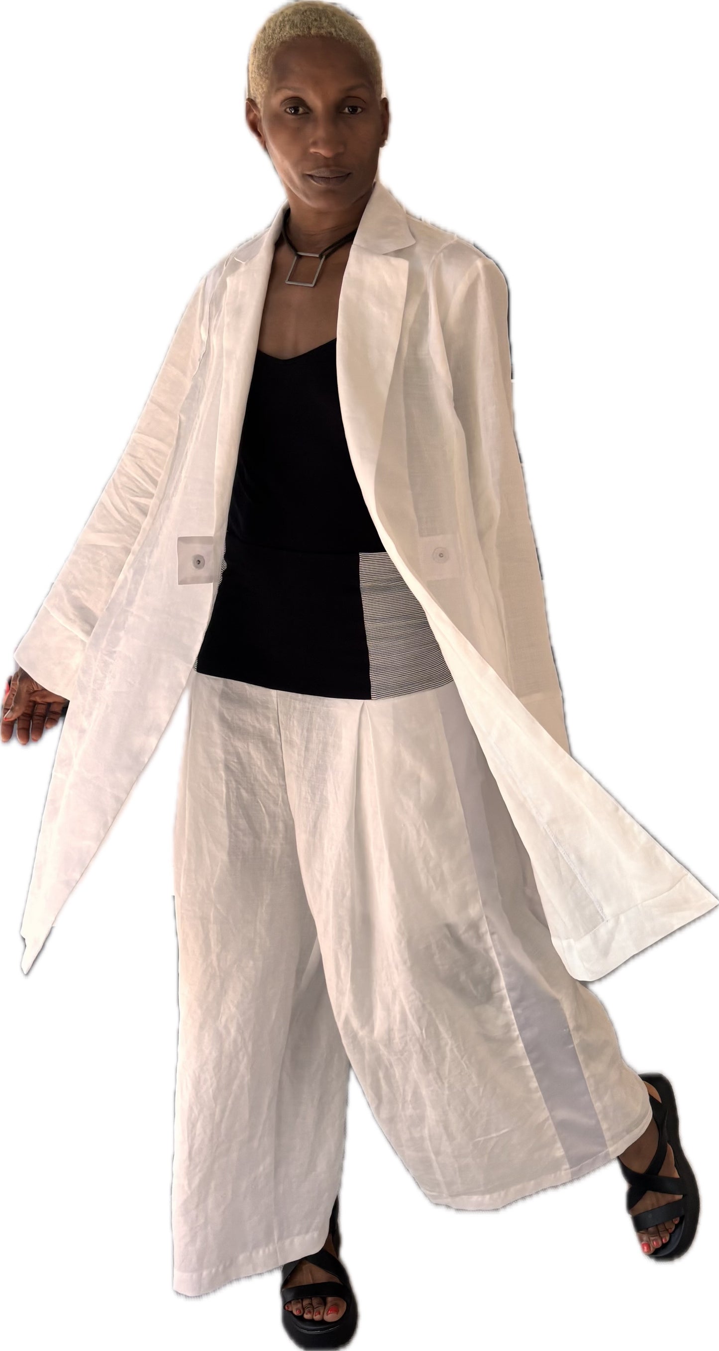 Nomada - a luxe, modern, travel-ready, organic ecru ramie jacket.