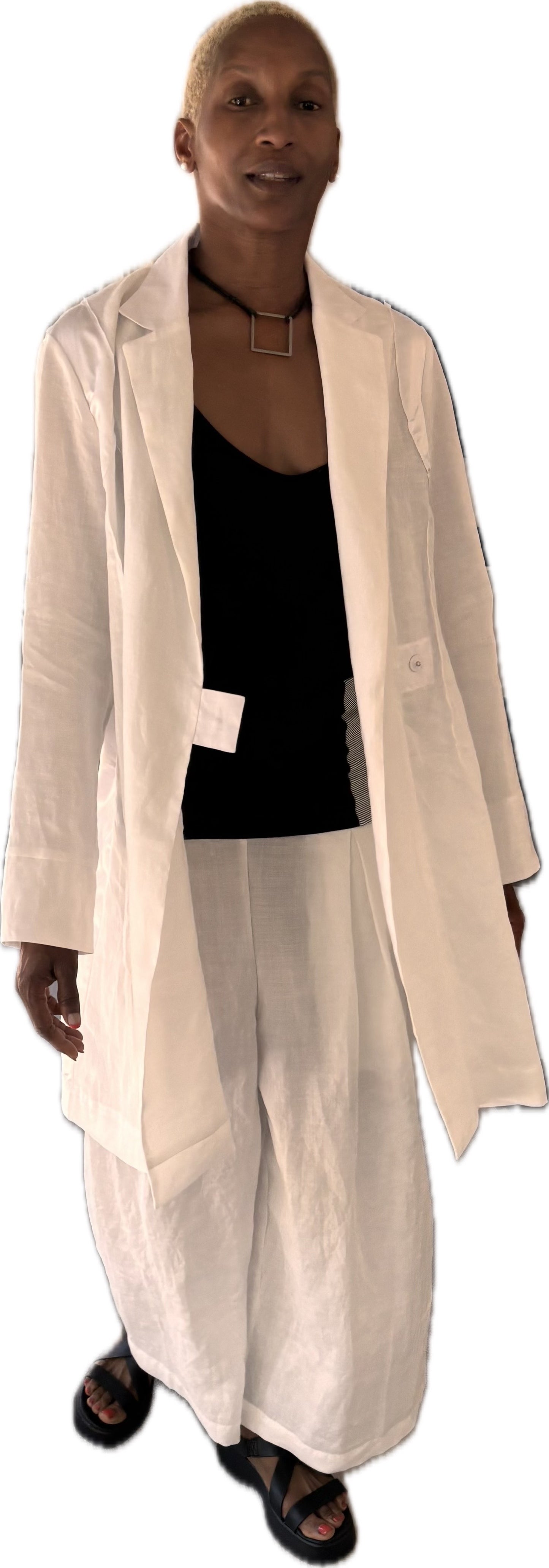 Nomada - a luxe, modern, travel-ready, organic ecru ramie jacket.
