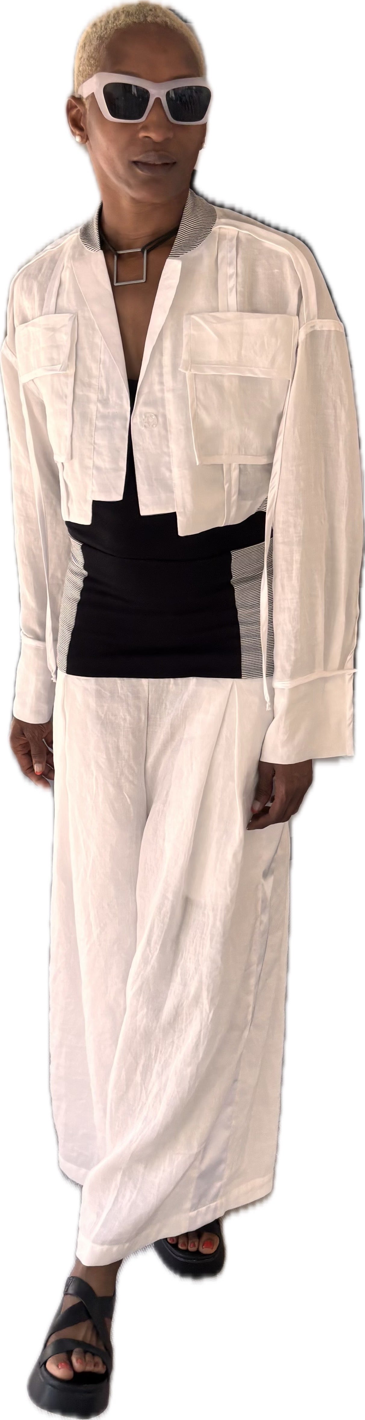 Sway Theory trousers - organic eggshell ramie + satin