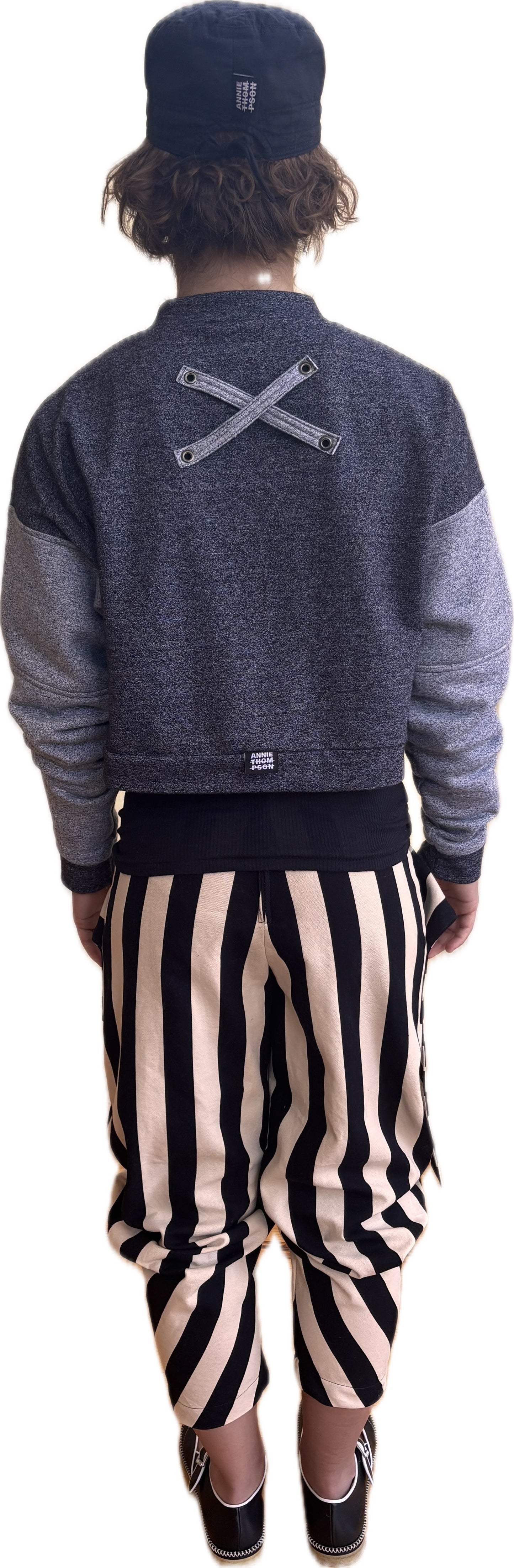 Bounty Stripe trouser - 100% cotton - black + ecru stripe