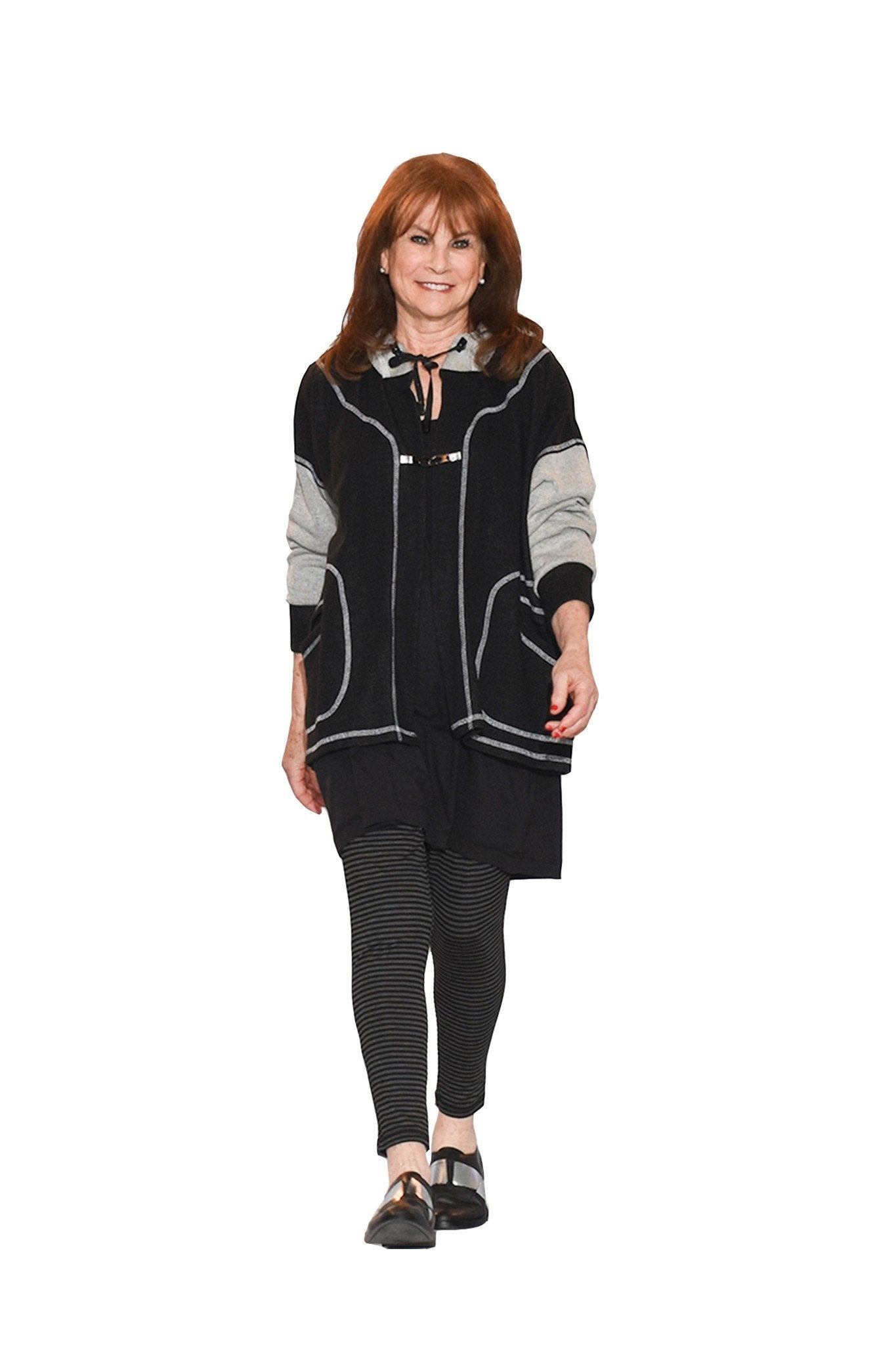 Hipster Leggings  Black + Grey Stripe