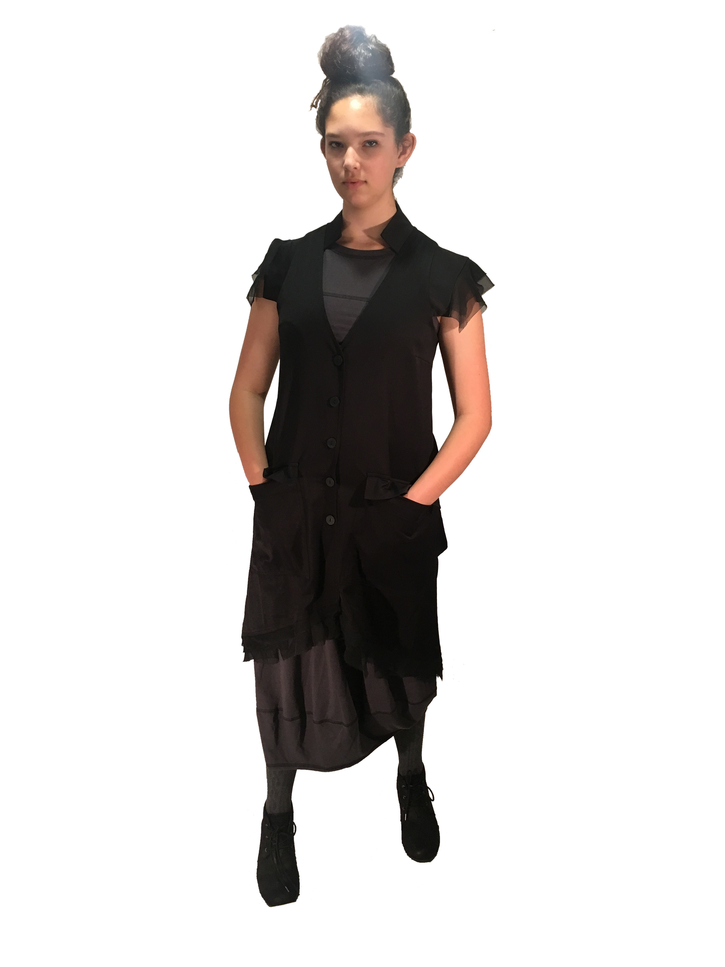 Black Swan Vest Dress I Black Suiting