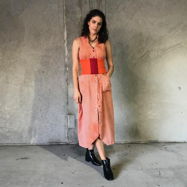 Black Lamb Dress I Candy Stripe Fire - hand-dyed