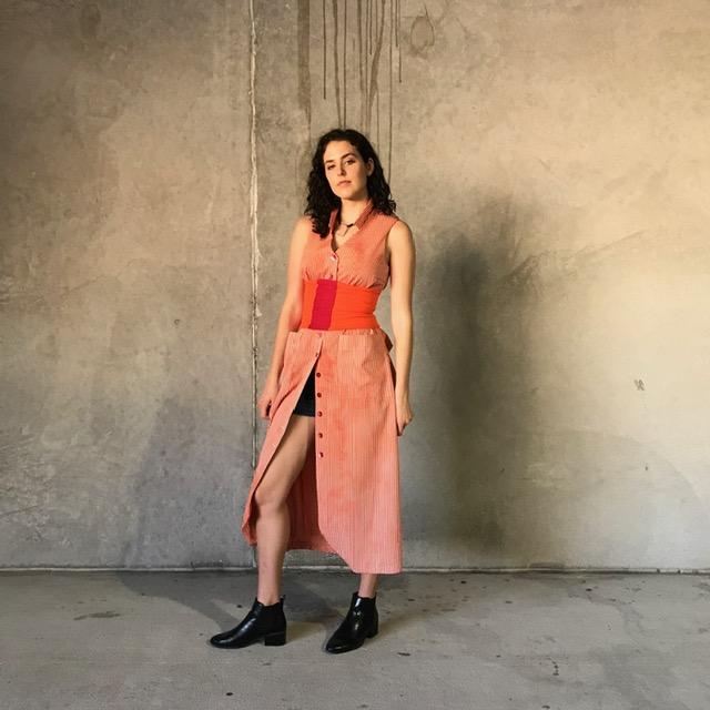 Black Lamb Dress I Candy Stripe Fire - hand-dyed