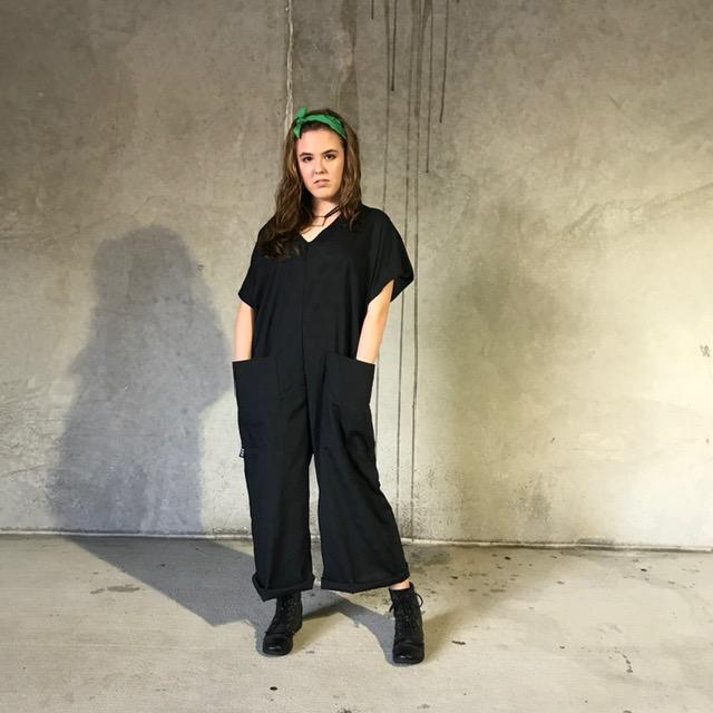 Slushie Jumpsuit | Black navy dot