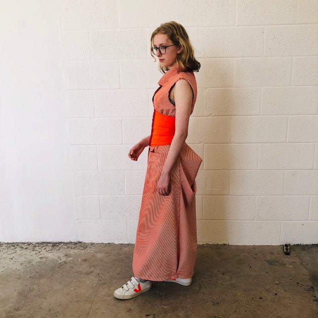 Black Lamb Dress I Candy Stripe Fire - hand-dyed