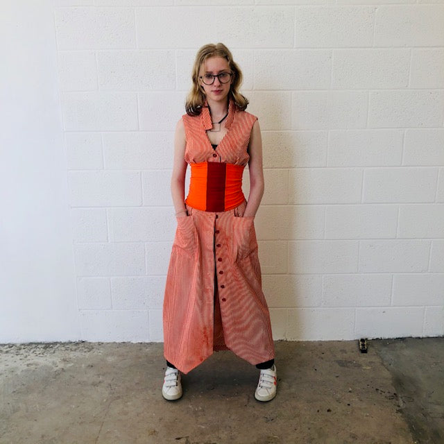 Black Lamb Dress I Candy Stripe Fire - hand-dyed