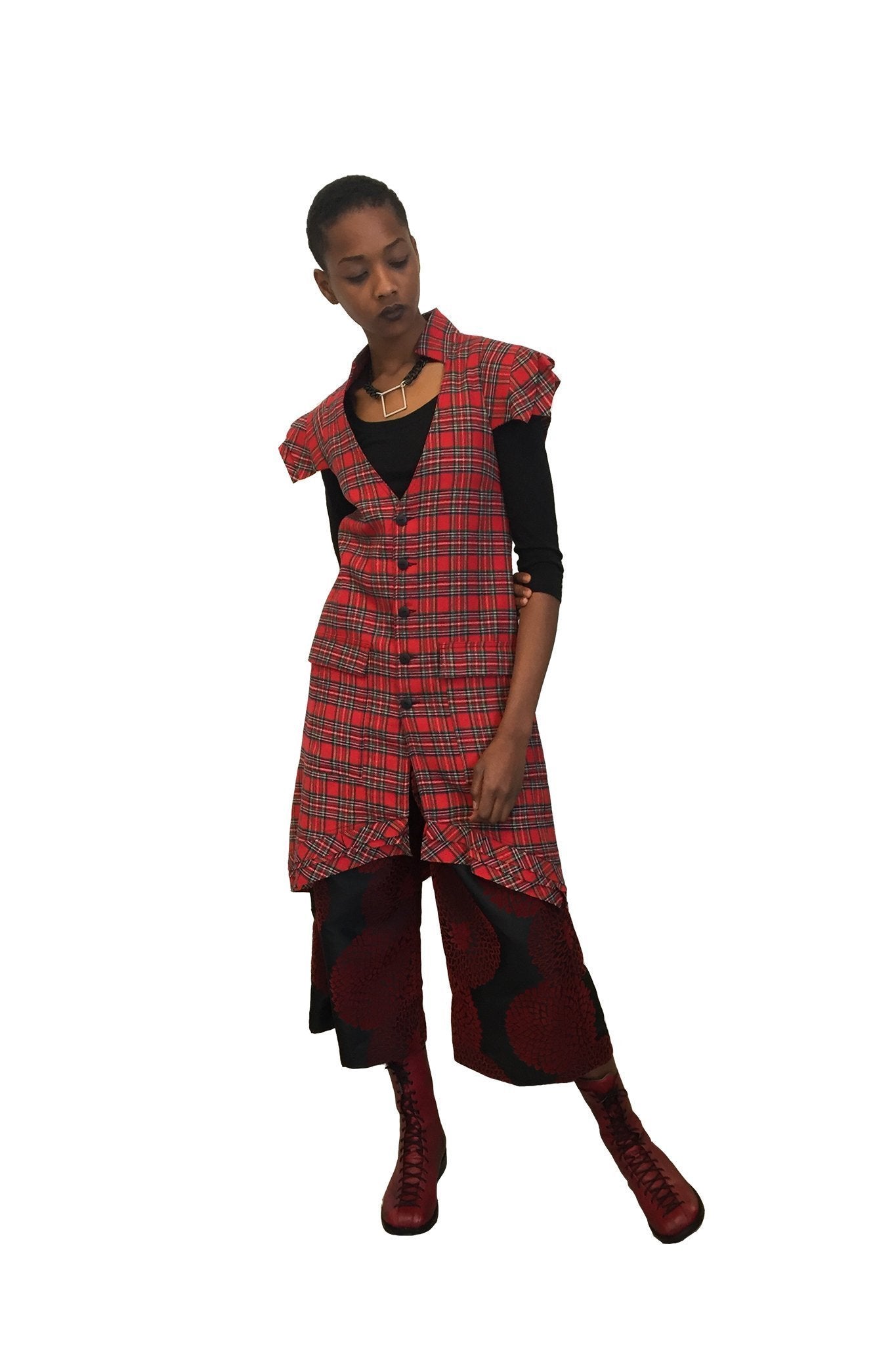 Black Swan Vest I Red Plaid