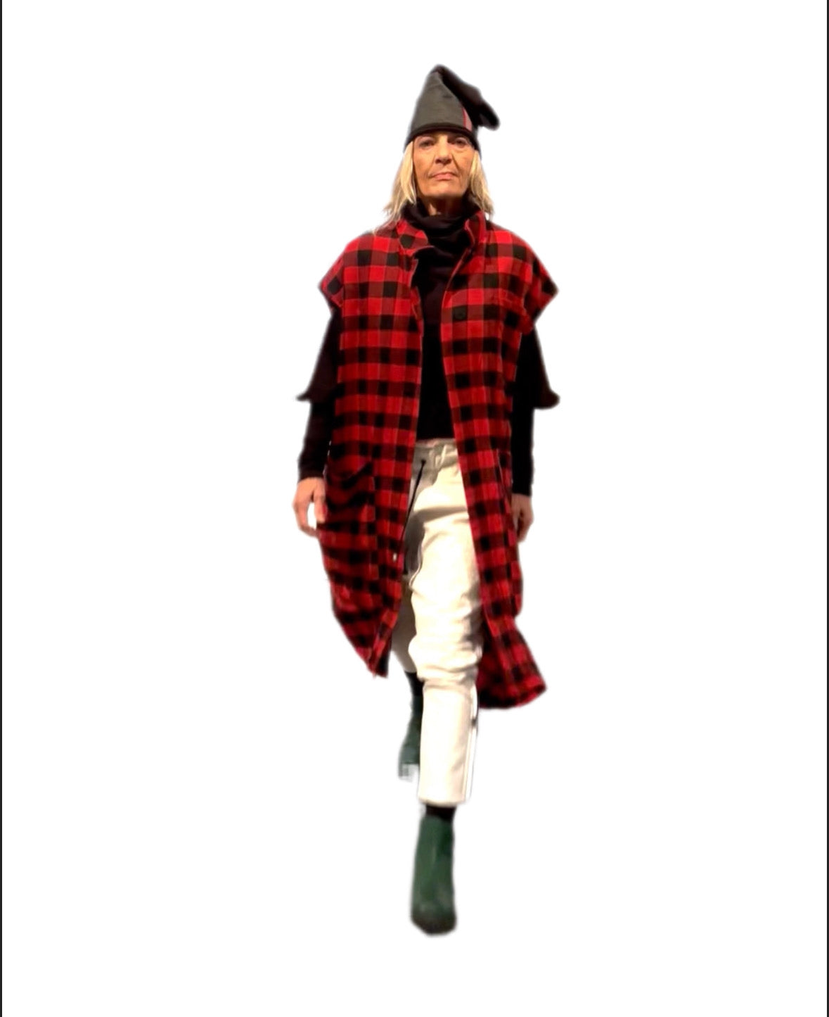 The Double Take vest - red + black cotton flannel check