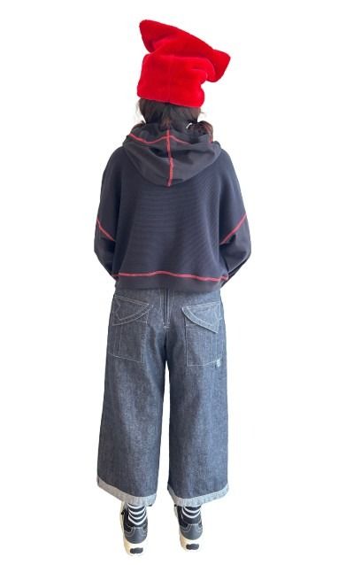 Raven Hoody     black waffle cotton + organic cotton hoody