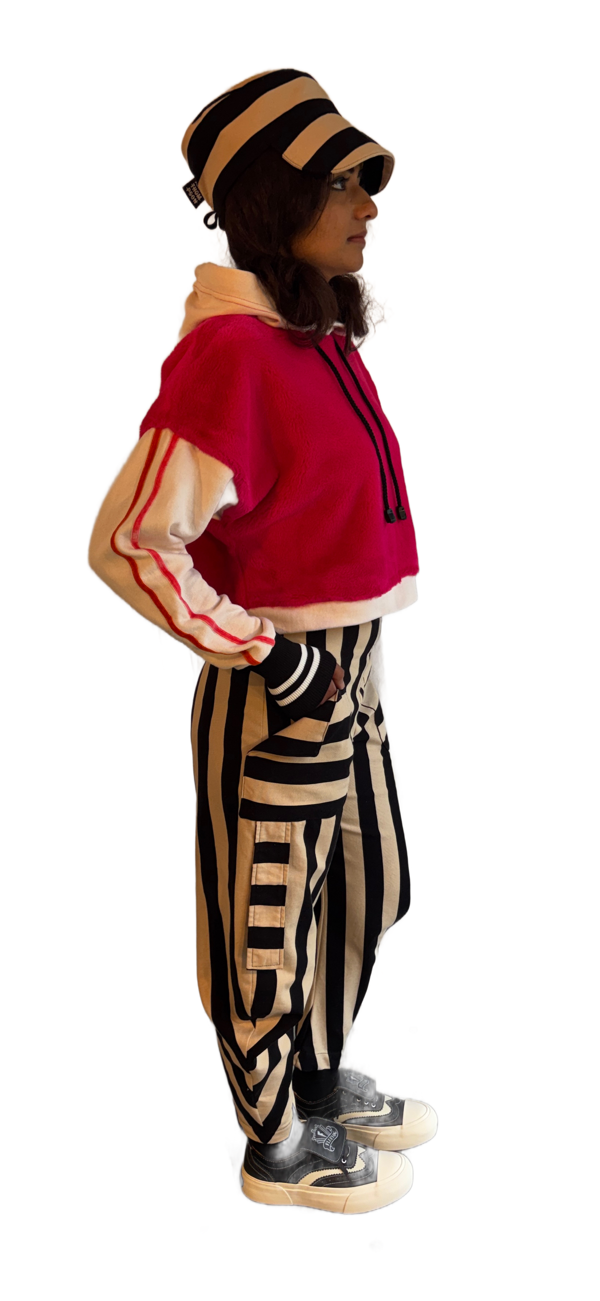Bounty Stripe trouser - 100% cotton - black + ecru stripe