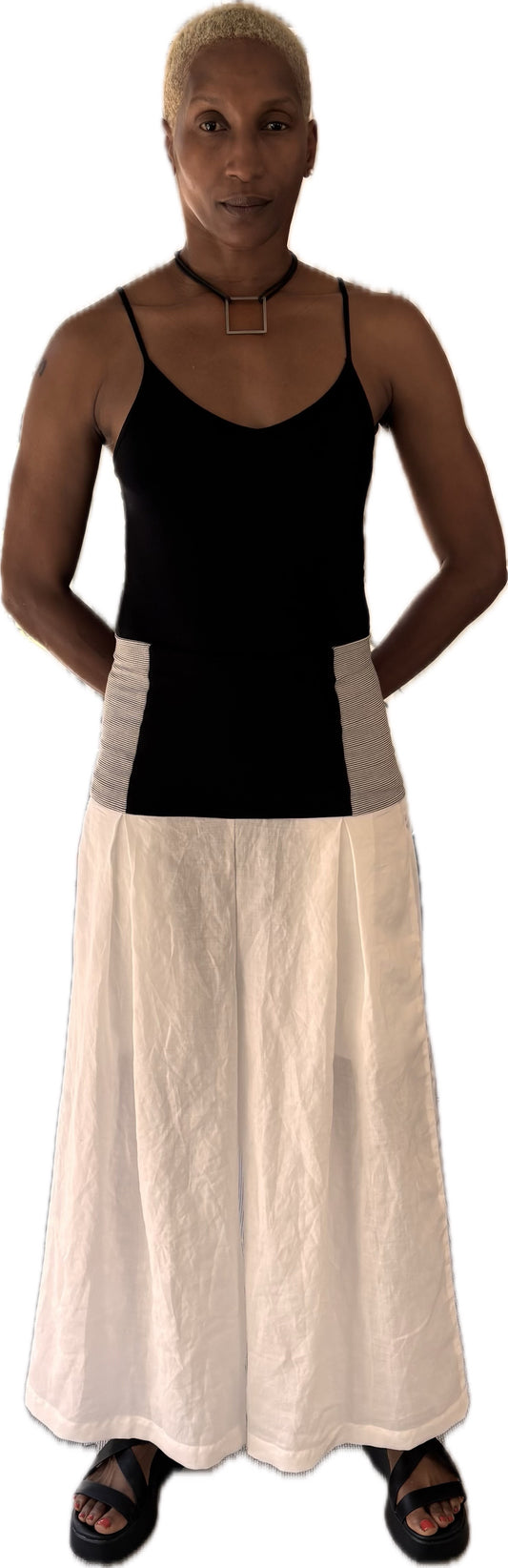 Sway Theory trousers - organic eggshell ramie + satin