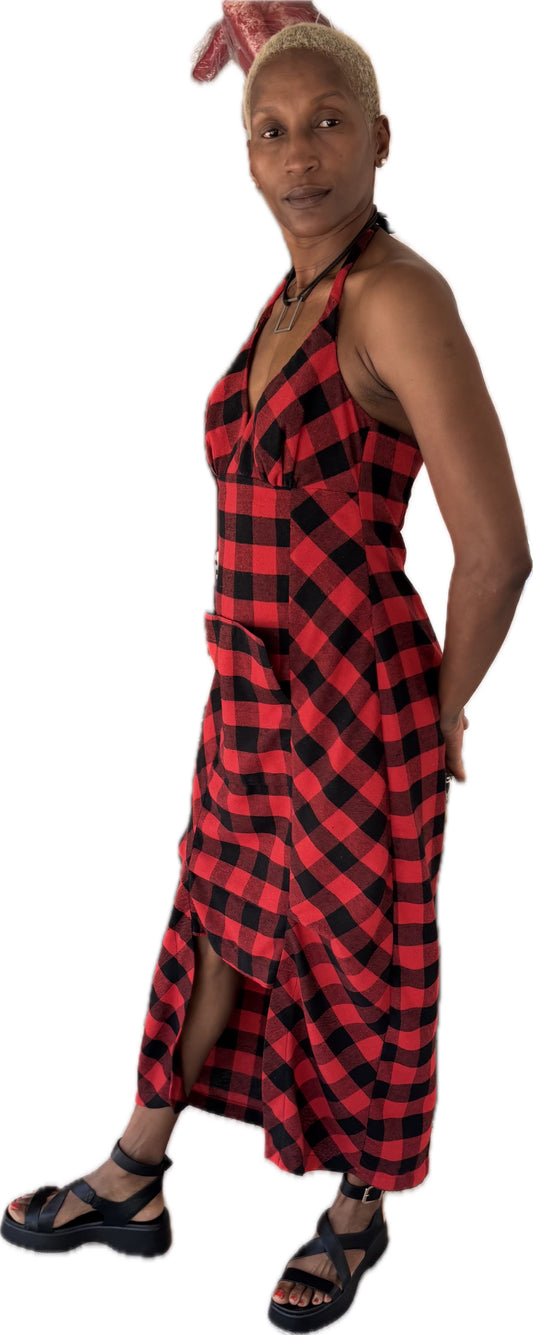 Forest Girl dress - plaid cotton flannel