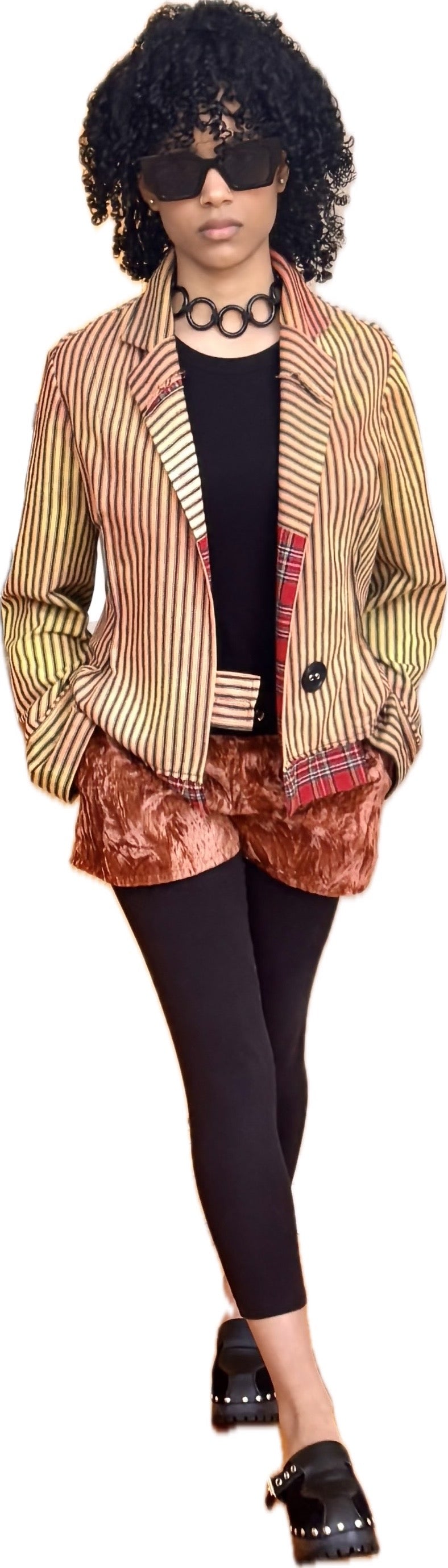 Hipster jacket - 100% hand-dyed cotton stripe - 1 of 1 only