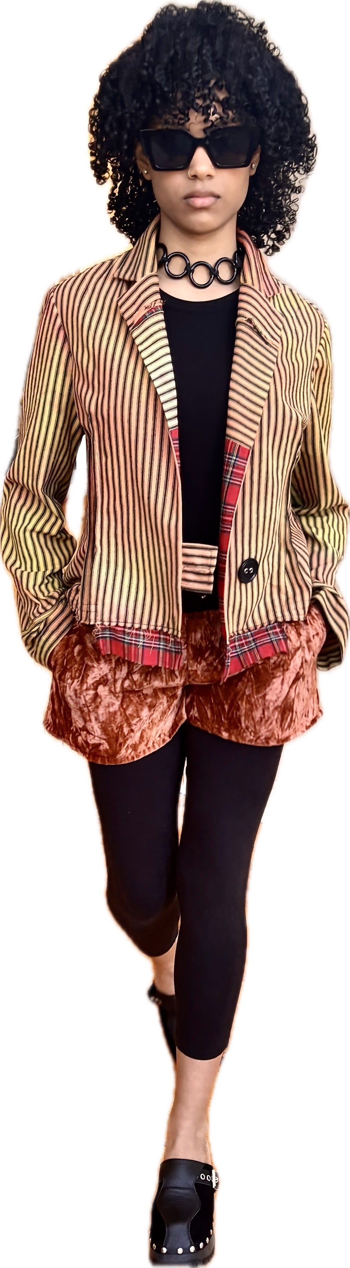 Hipster jacket - 100% hand-dyed cotton stripe - 1 of 1 only