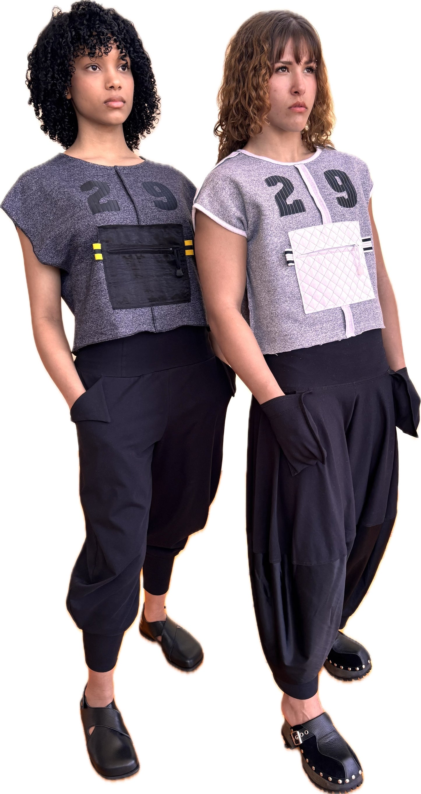 Lucky 29 Knit top - torso zip kanga pocket + exterior seaming