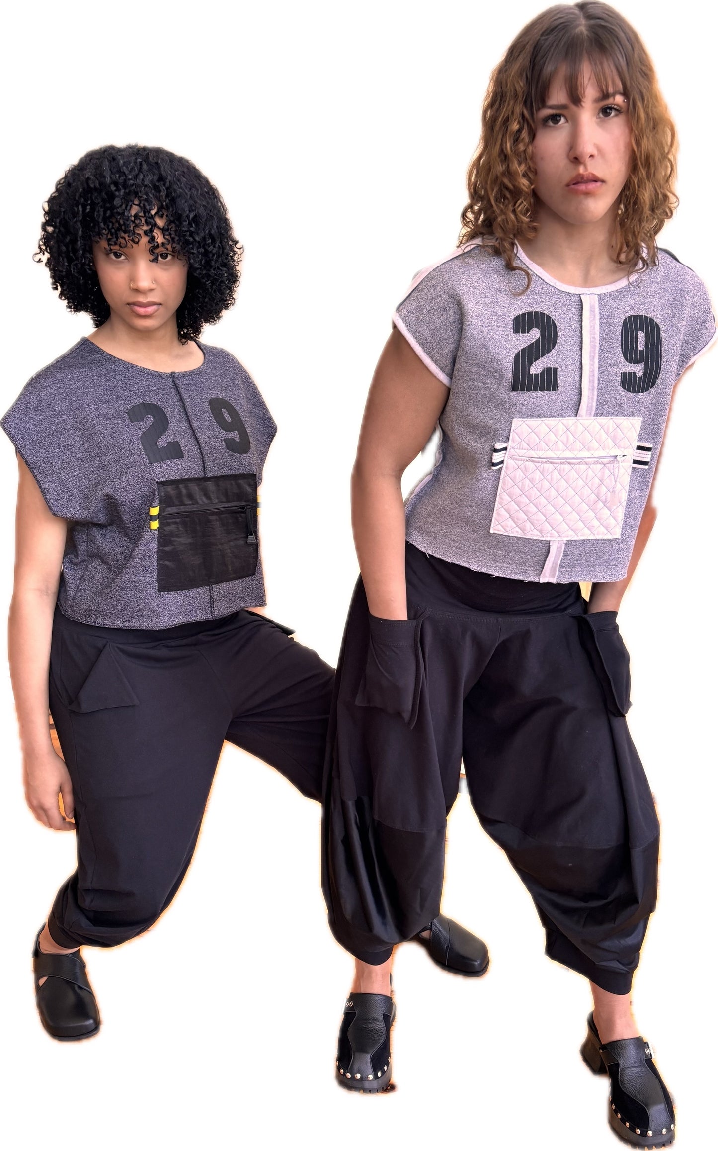 Lucky 29 Knit top - torso zip kanga pocket + exterior seaming