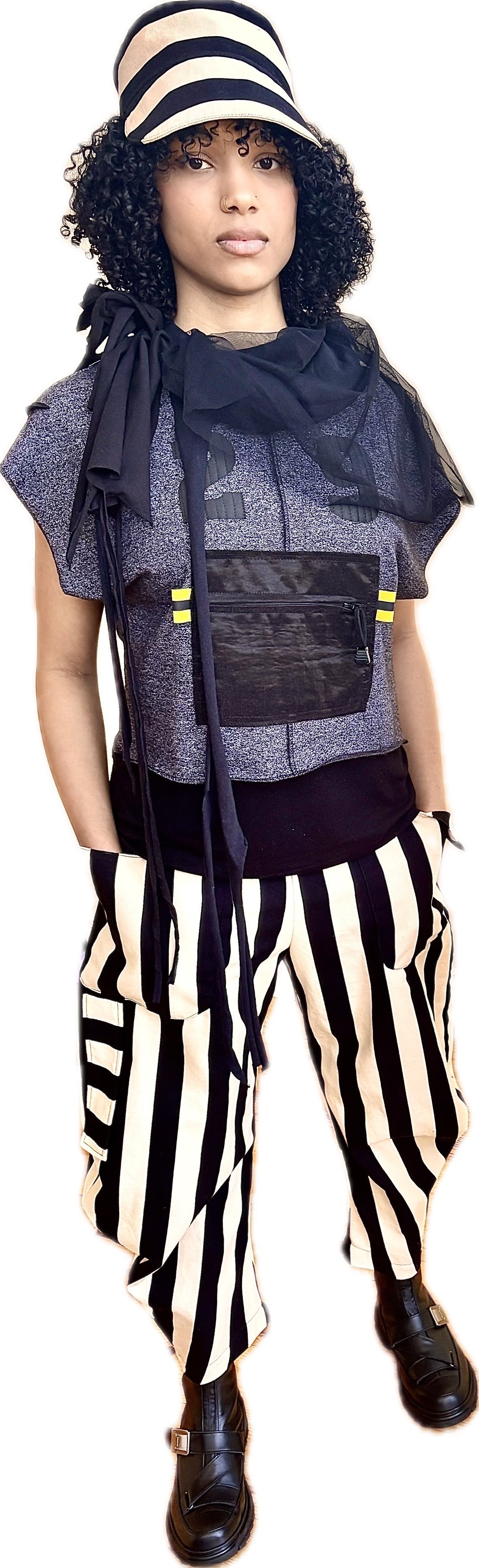Ragged Riches Textured Neck Scarf - black organic cotton + lycra