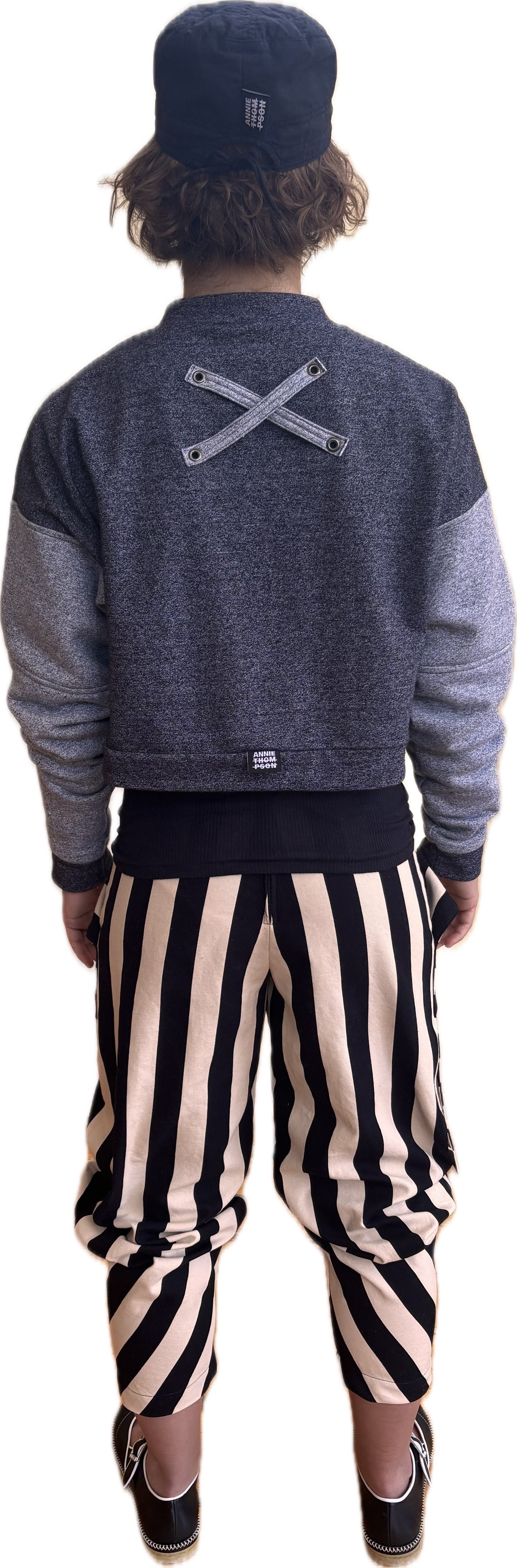 Bounty Stripe trouser - 100% cotton - black + ecru stripe