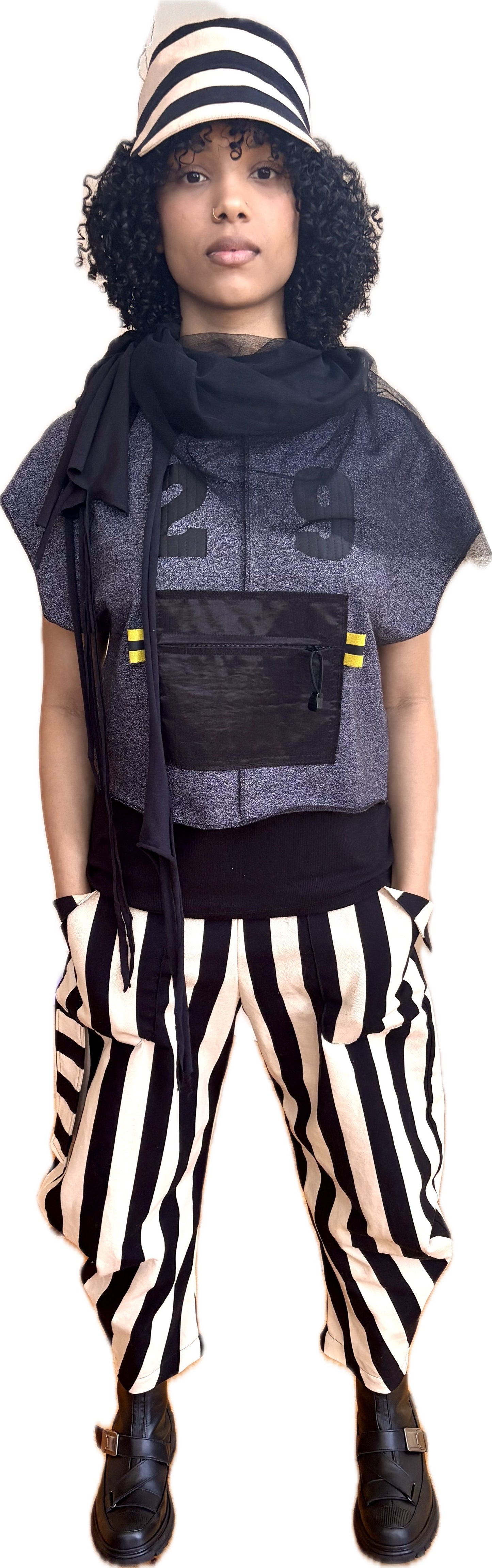 Ragged Riches Textured Neck Scarf - black organic cotton + lycra