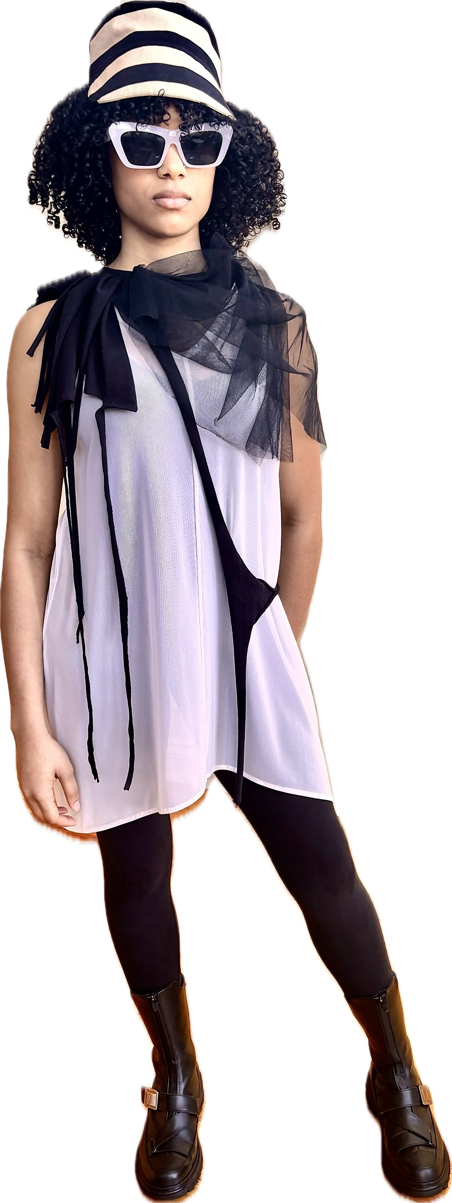 Ragged Riches Textured Neck Scarf - black organic cotton + lycra