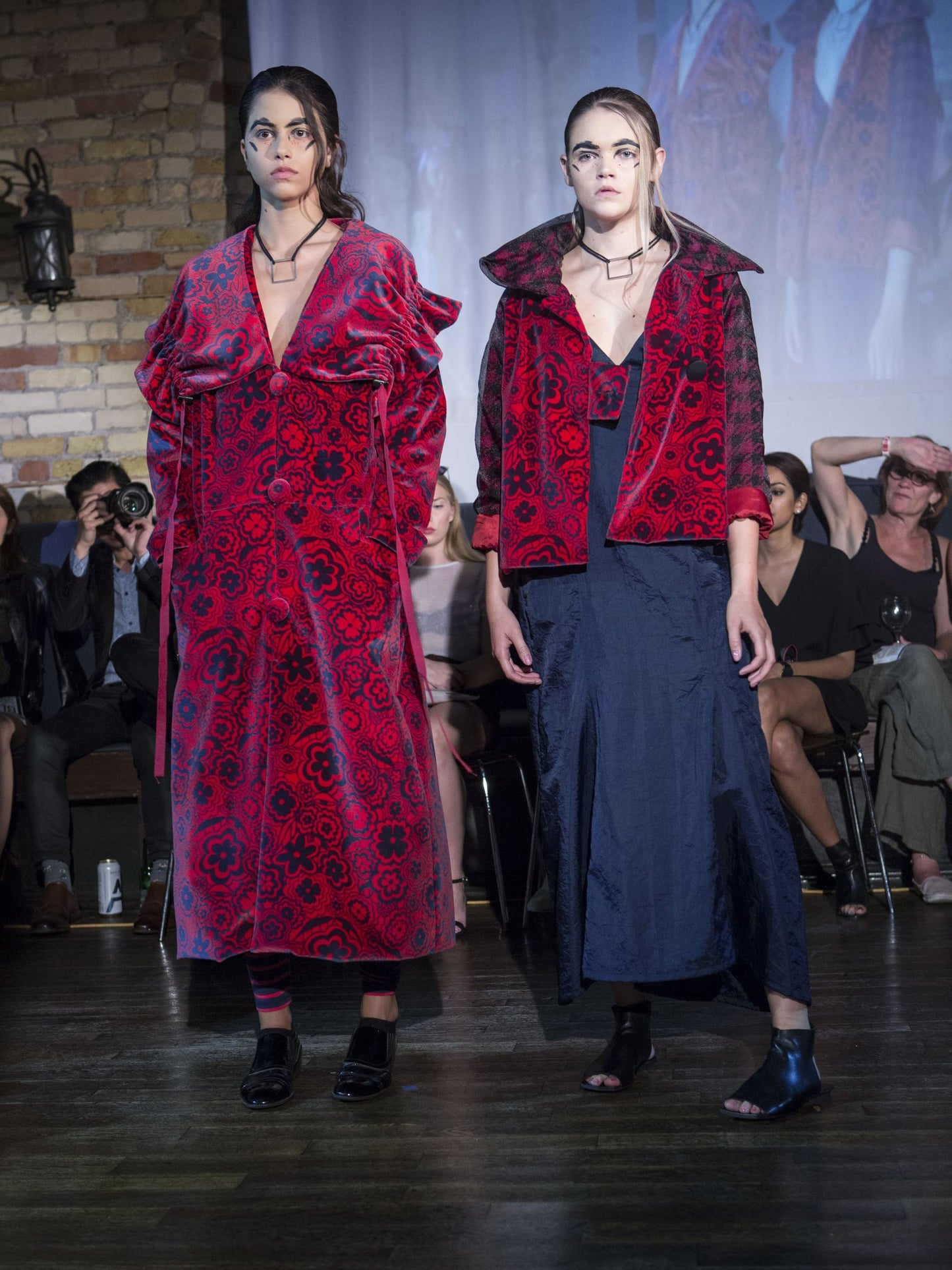 Duchess Coat | Red + Navy Cotton Velvet