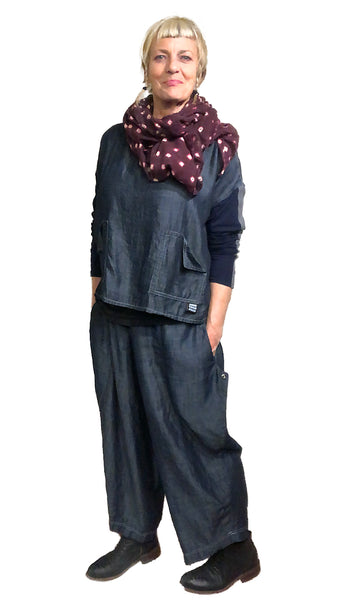 Saturn Pant - black/navy cotton viscose