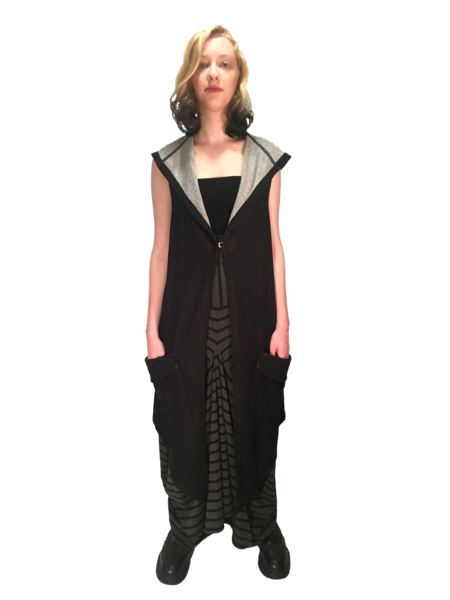 Hugger Hoody Vest | Black Melange Knit