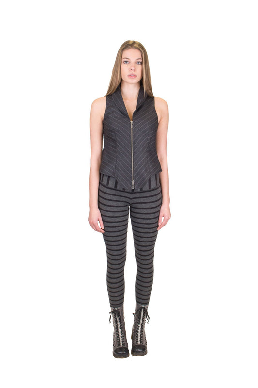 Hipster Leggings I organic Grey / Black stripe