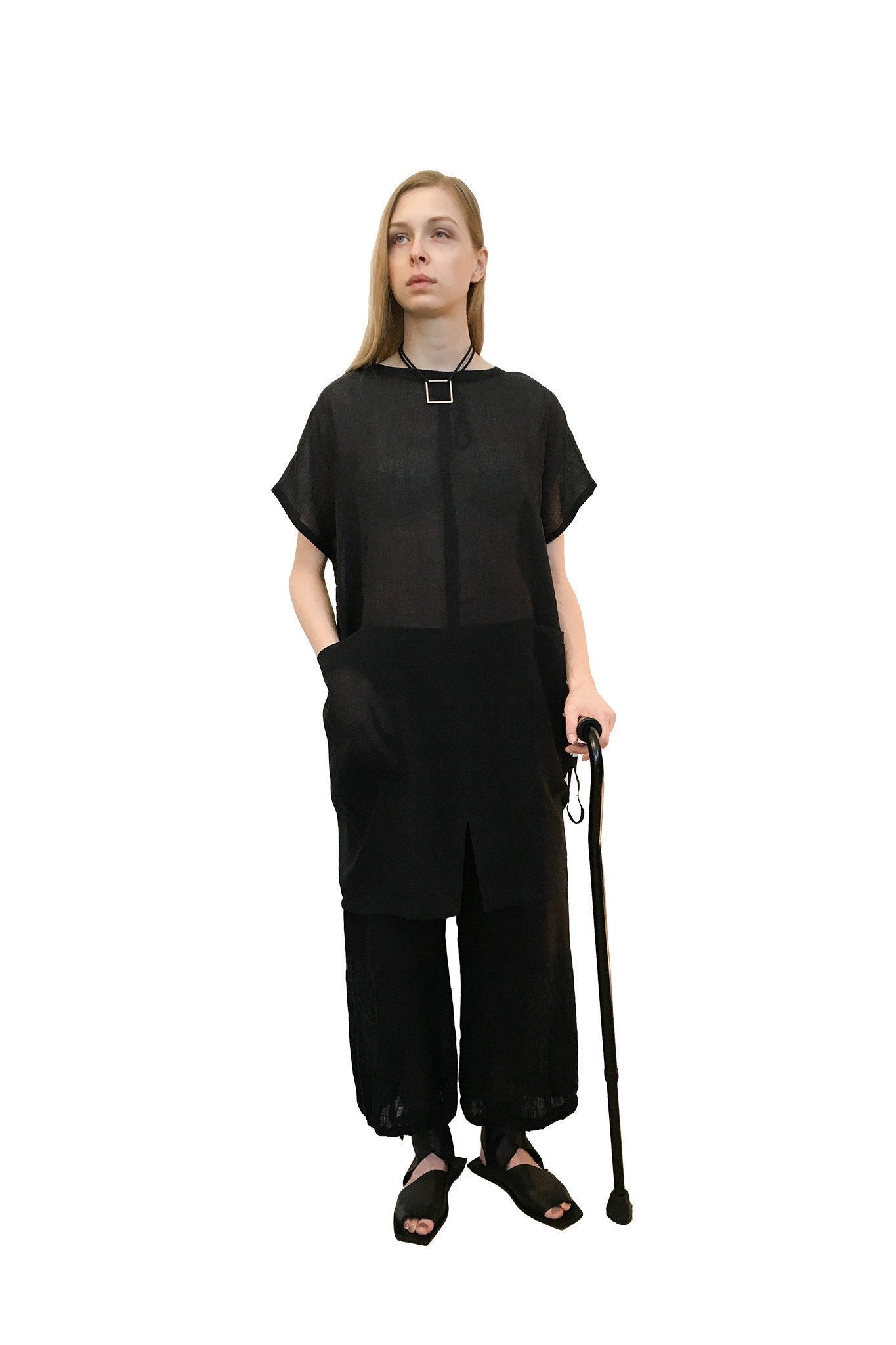 Comet Dress I Sheer Black Mini Stripe