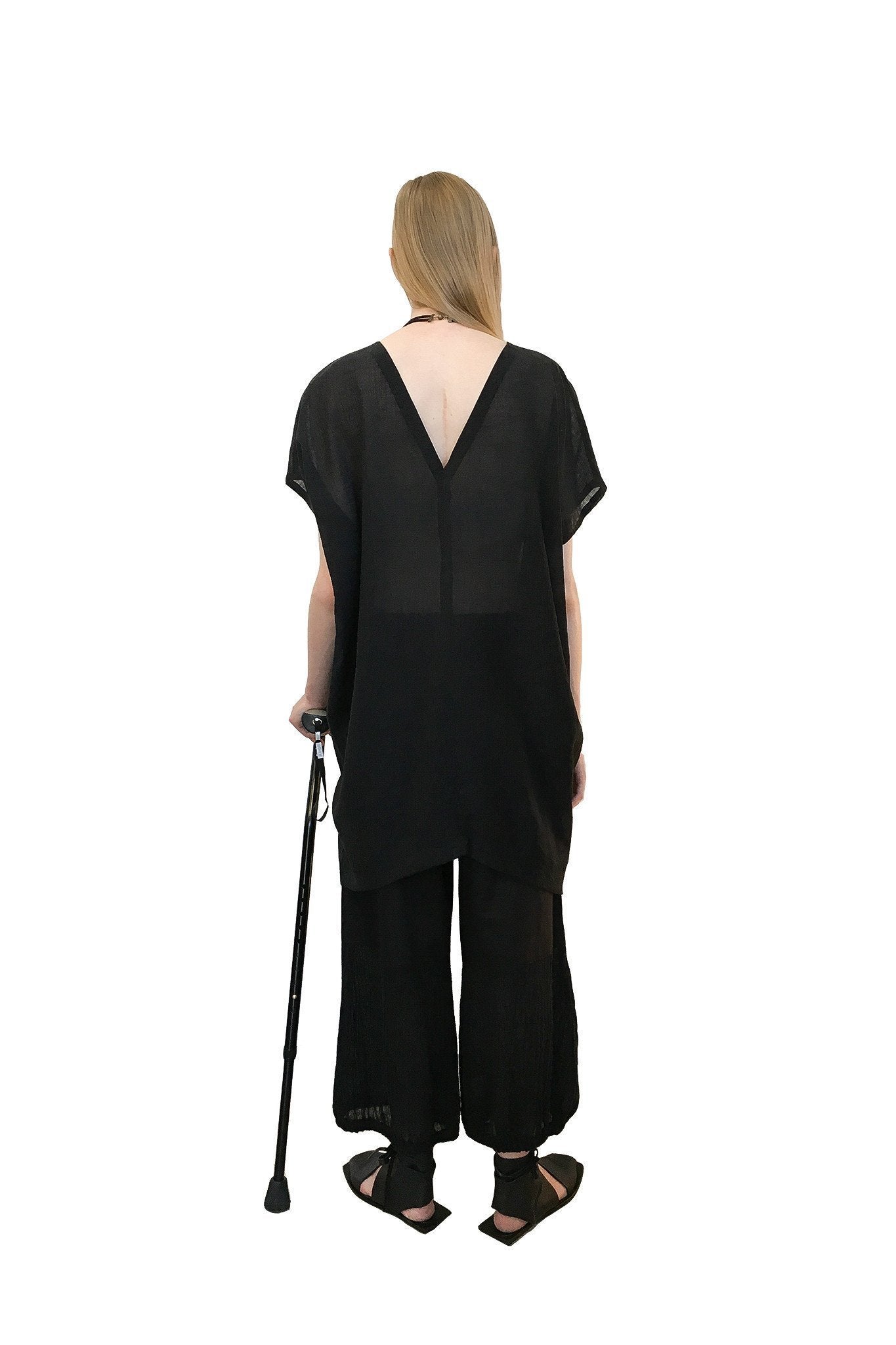 Comet Dress I Sheer Black Mini Stripe