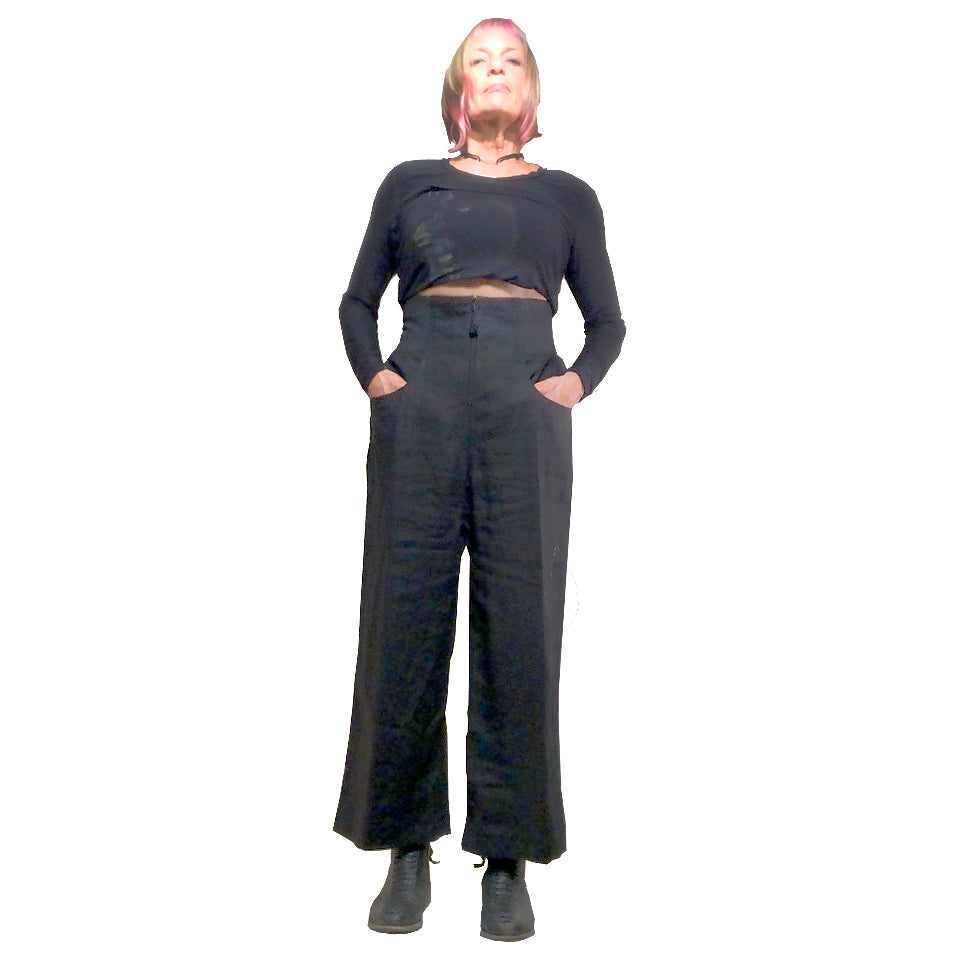 High There Pant I Black Linen